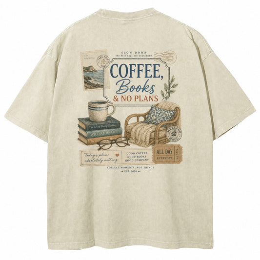 Coffee Books No Plans Tee